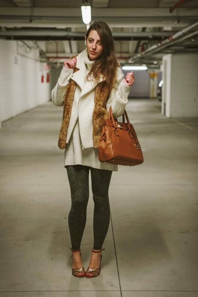 Tatiana Biggi - Tati loves pearls - fashion blogger Genova - MK - Astrid Michael Kors - outfit nei toni del marrone e del bianco - pellicciotto eco 