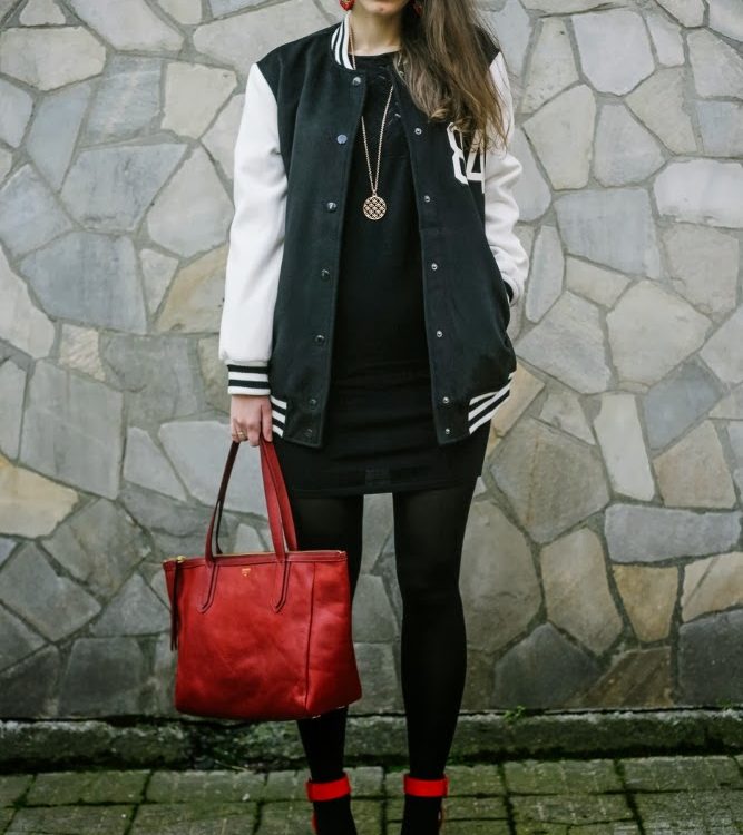 Lbd + varsity jacket