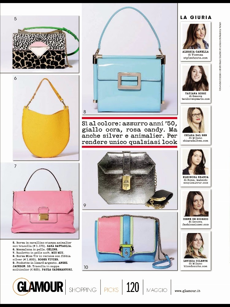 Tatiana Biggi - Tati loves pearls - press - Glamour Italia maggio - fashion blogger - it bag primavera - borse 2014